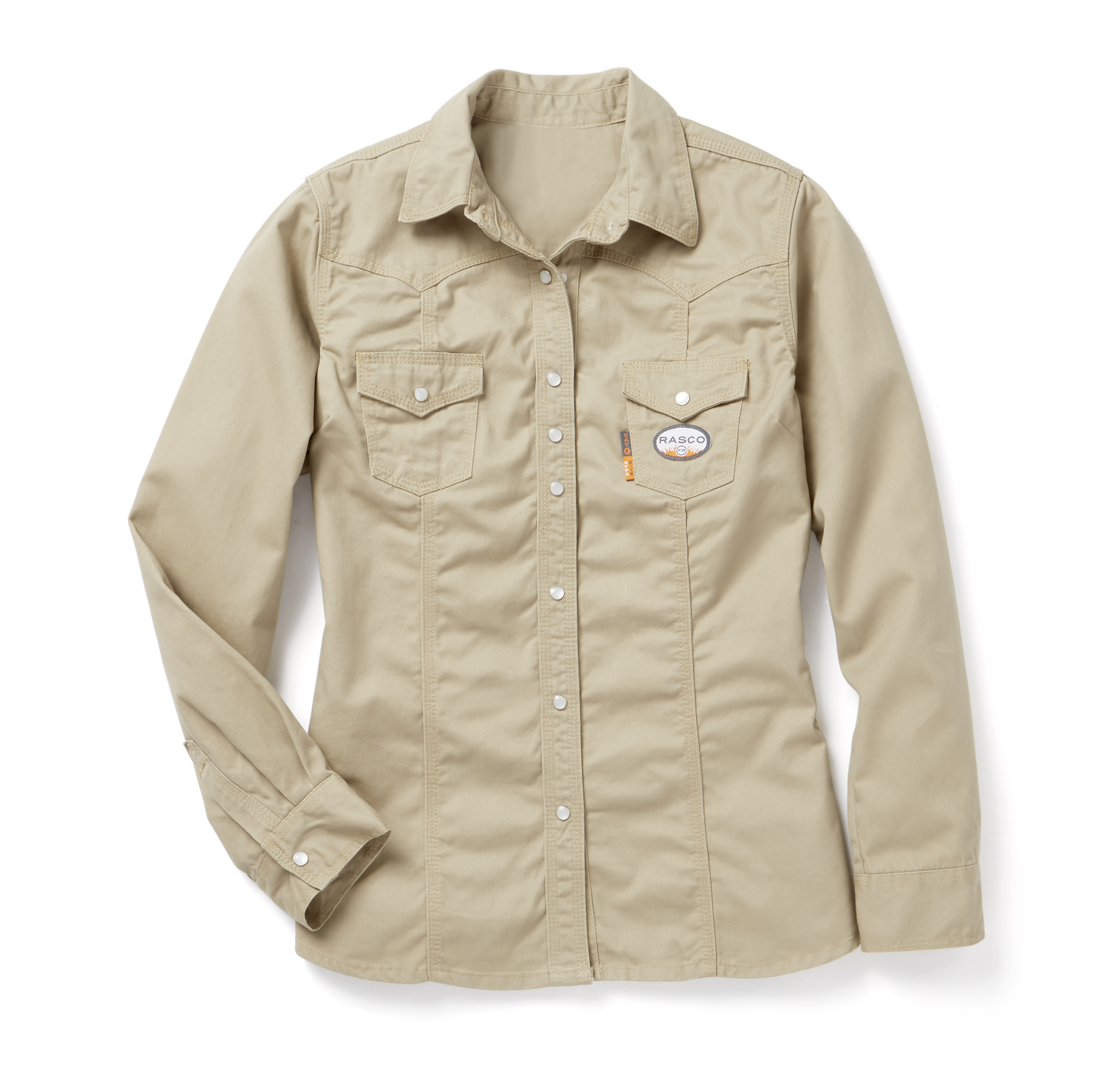 Women's FR Wrangler Snap Work Shirt in Khaki Size Small | Cotton