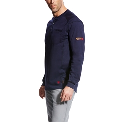 Ariat FR Air Henley Top - Navy flame, resistant, retardant, frc, tee, t-shirt, blue