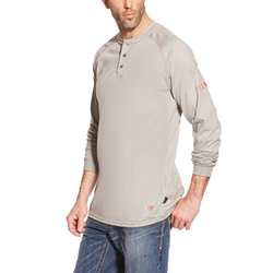 Ariat FR Henley Top - Silver Fox tee, frc, flame, resistant, retardant, shirt, long sleeve, henly, grey, gray