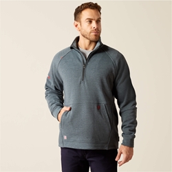 Ariat FR Mens Primo Fleece 2.0 1/4 Zip Sweater | Charcoal Gray flame, resistant, retardant, frc, quarter,oil,gas,construction,electric