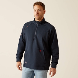 Ariat FR Mens Primo Fleece 2.0 1/4 Zip Sweater | Navy flame, resistant, retardant, frc, quarter,oil,gas,construction,electric