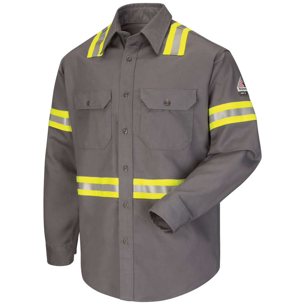 Bulwark FR Enhanced Visibility Uniform Shirt in Gray SLDTGY