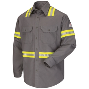 Bulwark FR Enhanced Visibility 7 oz. Uniform Shirt - Gray