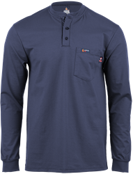 Lapco 6 oz. FR Henley Tee with Pocket - Navy flame, resistant, retardant, blue, lightweight